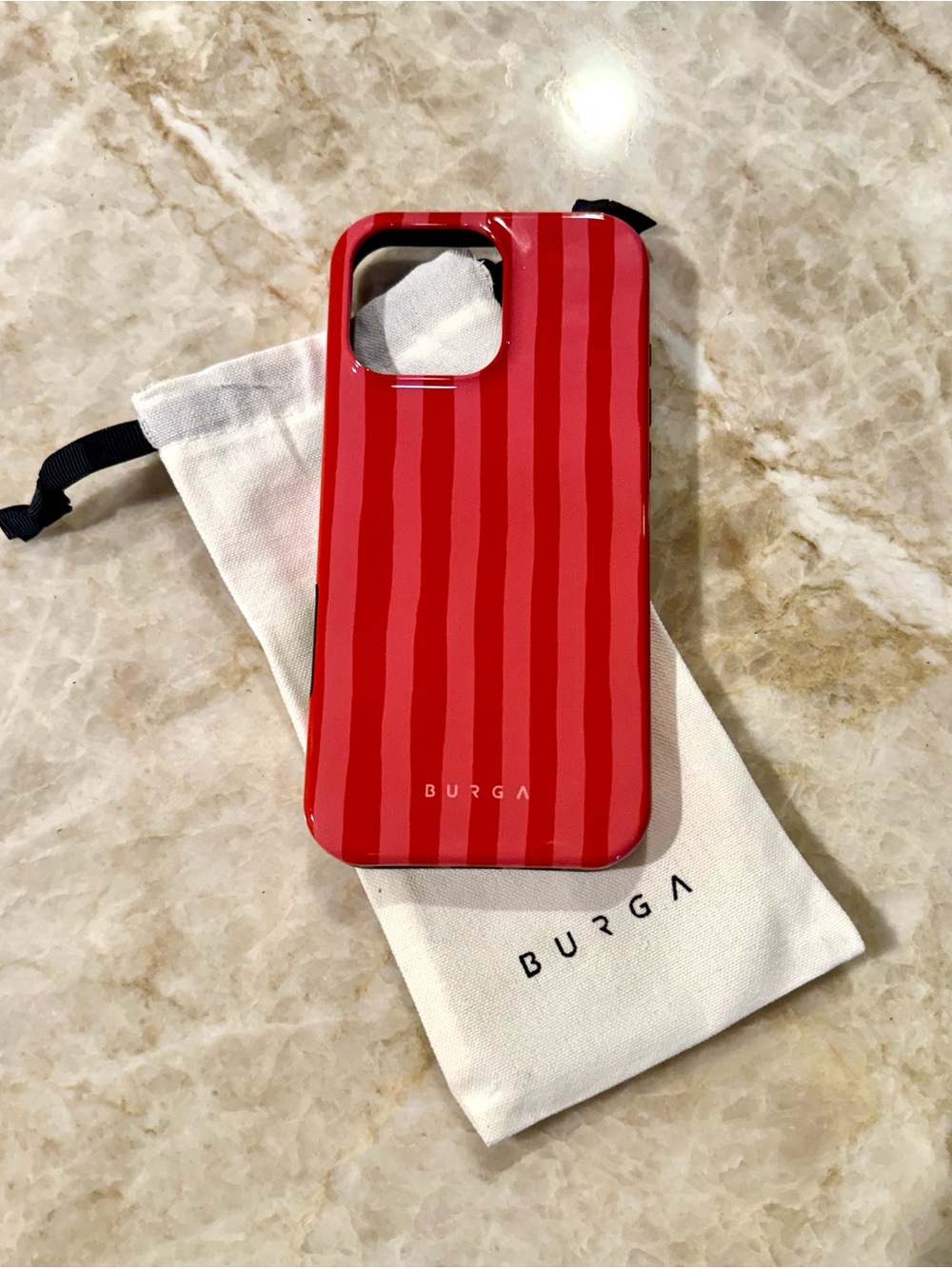 NWT - BURGA Pomegranate Red Striped iPhone 16 Pro Case